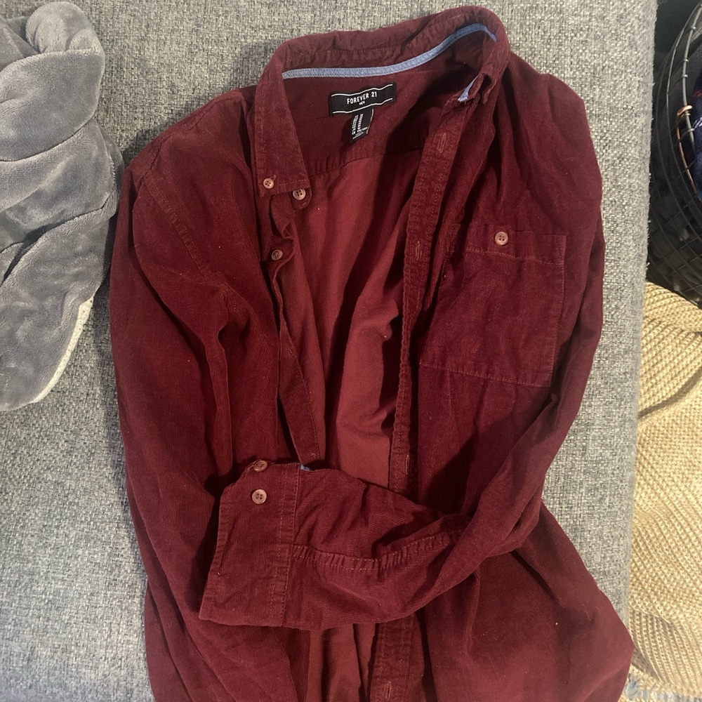 Forever 21 Men's Deep Red Corduroy Shirt Jacket